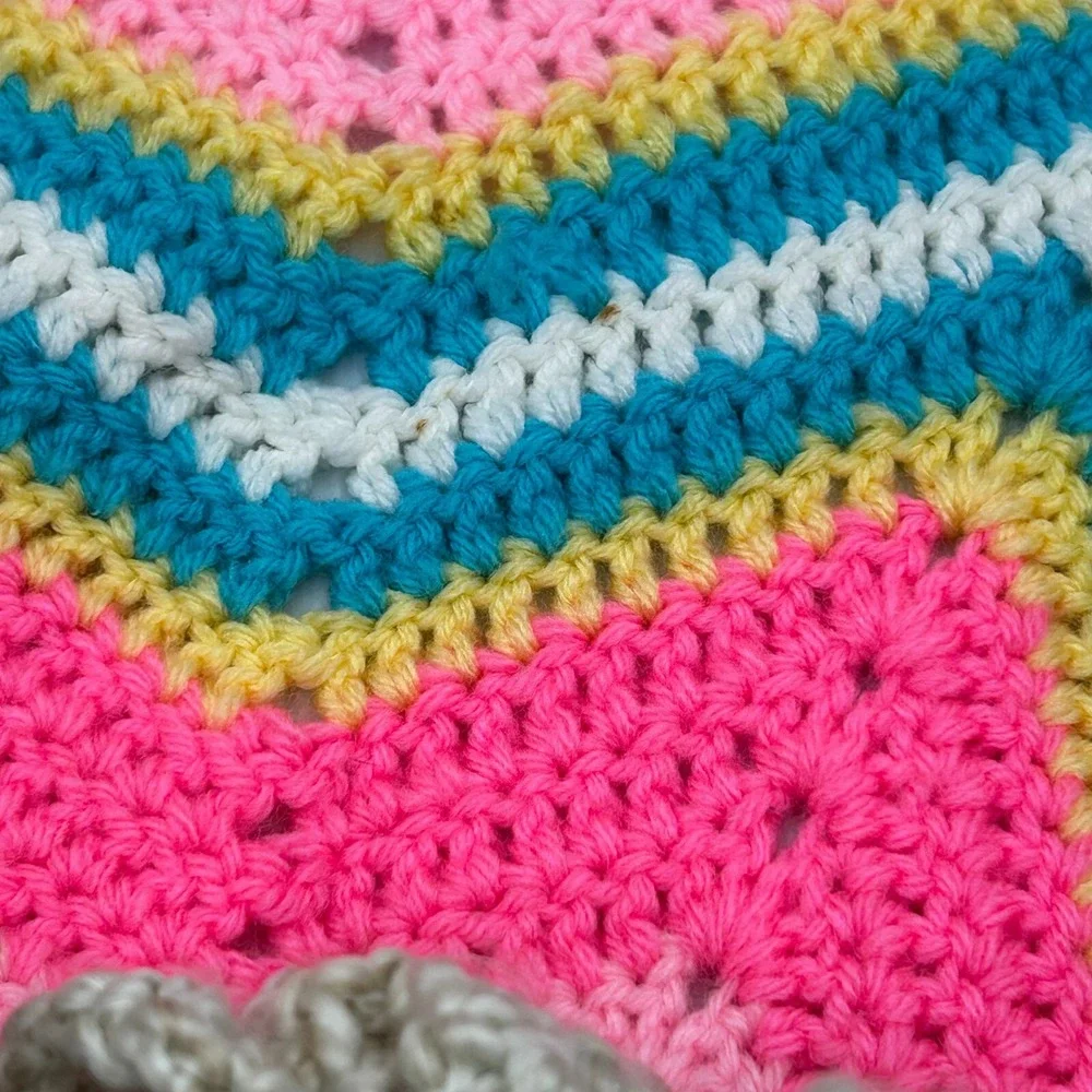 Lovey Security Blanket Handmade Crochet Starburst Color Pattern Baby Shower Gift